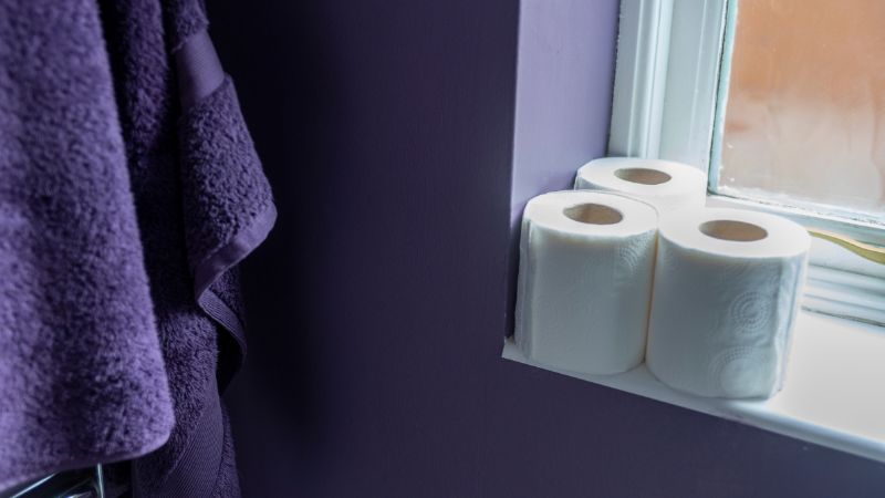 toilettenpapier rollen auf dem fenster aufbewahren